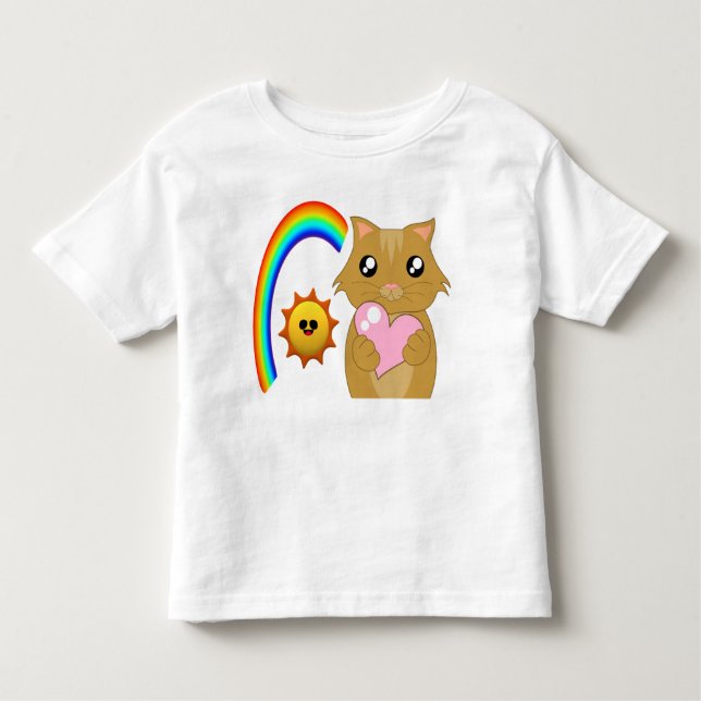 Camiseta Infantil kleines Kätzchen mit Herz und Regenbogen (Frente)