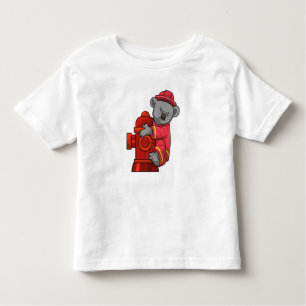 Camiseta Infantil Koala como Bombeiro com Hidrante de Fogo