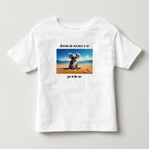 Camiseta Infantil Koala praia arenosa Austrália o melhor lugar para