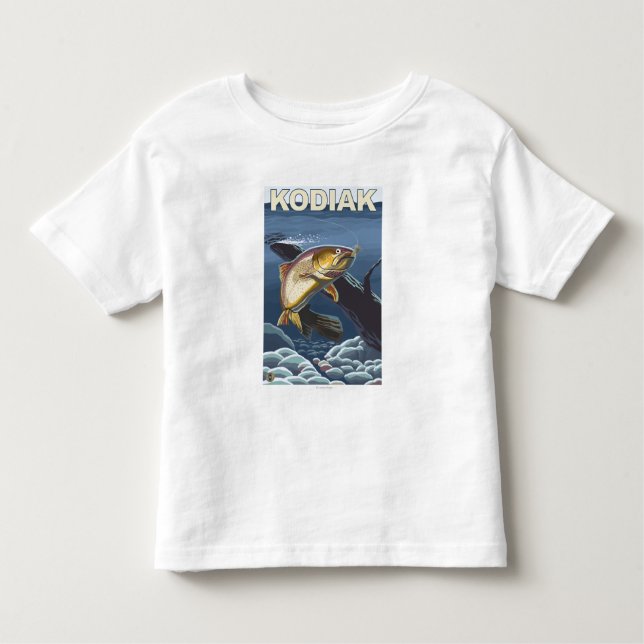 Camiseta Infantil Kodiak, secção transversal da truta de (Frente)