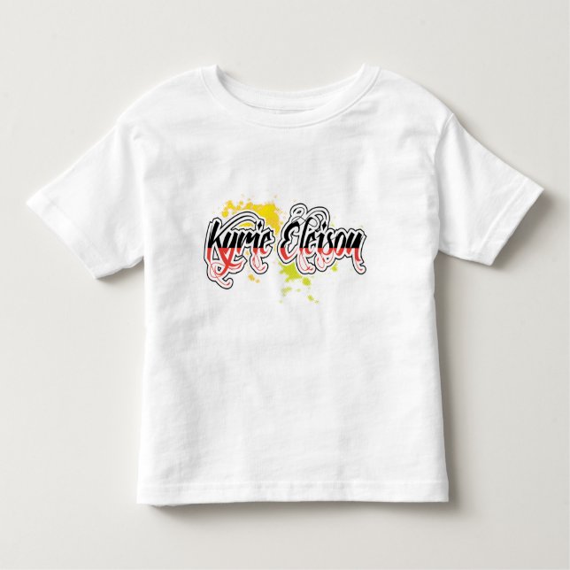 Camiseta Infantil Kyrie Eleison Frase Religiosa Texto Estilizado (Frente)
