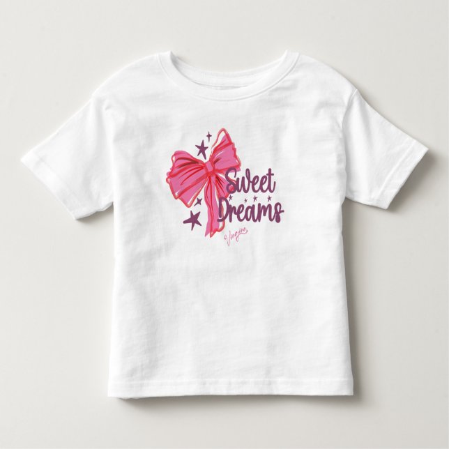 Camiseta Infantil Laço Rosa "Sonhos Doces" Tipografia Lirada (Frente)