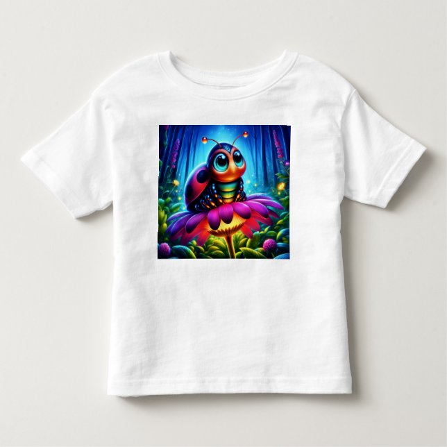 Camiseta Infantil Ladybug bonito de olhos grandes com um brilho míst (Frente)