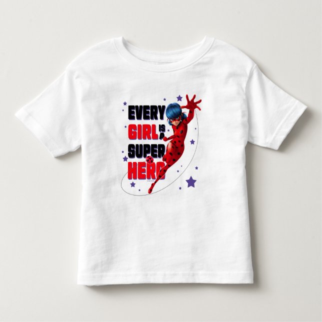 Camiseta Infantil Ladybug Cada garota é um super herói (Frente)