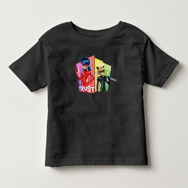 Camiseta Infantil Ladybug & Cat Noir | Confiança & Lealdade (Frente)
