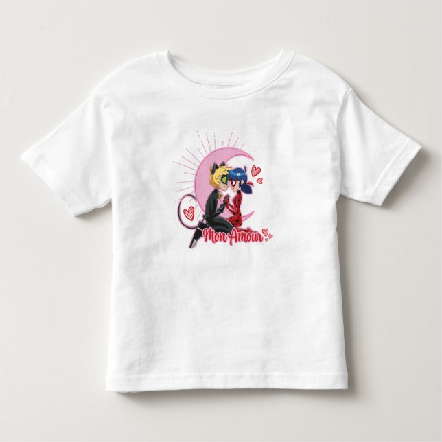Camiseta Infantil Ladybug & Cat Noir | Mon Amour (Frente)