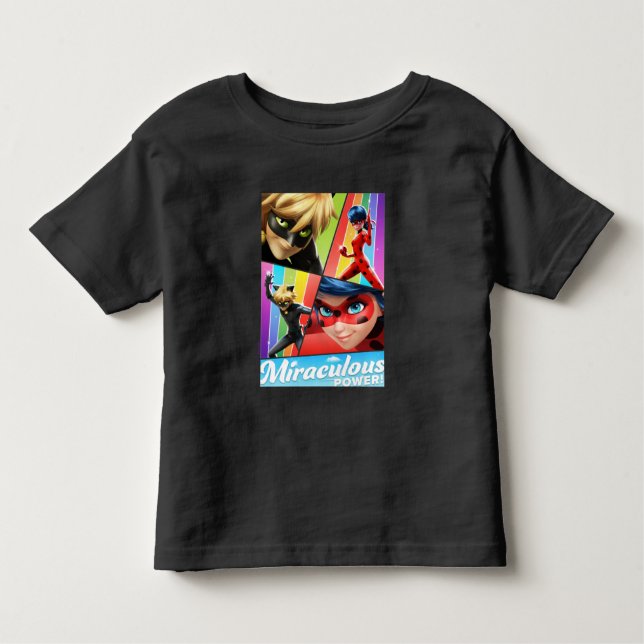 Camiseta Infantil Ladybug & Cat Noir | Poder Milagroso! (Frente)