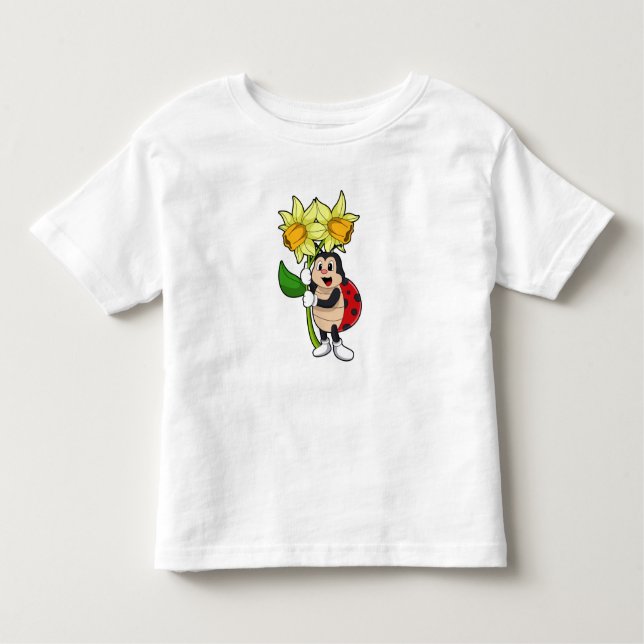 Camiseta Infantil Ladybug com Flor Daffodil (Frente)