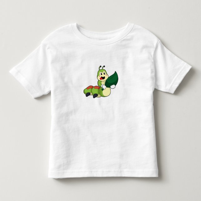 Camiseta Infantil Lagarta com Folha (Frente)
