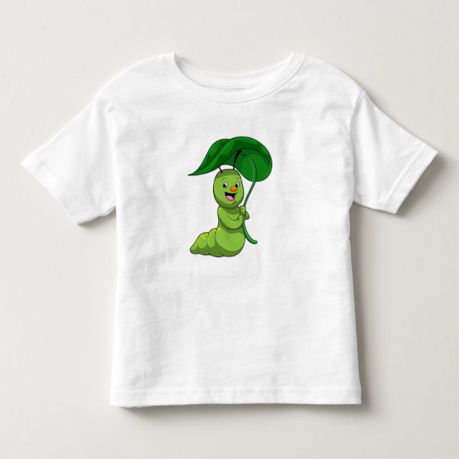 Camiseta Infantil Lagarta com Folha como Parasol (Frente)