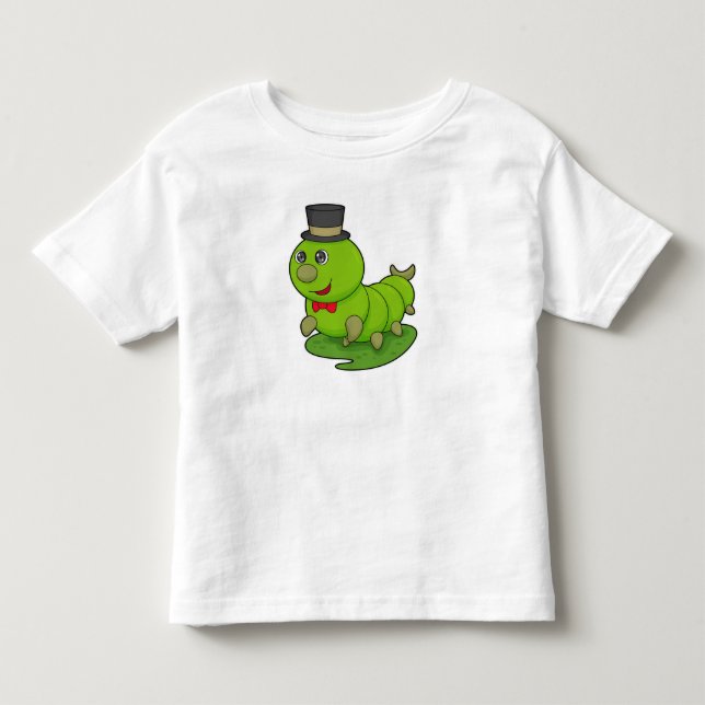 Camiseta Infantil Lagarta como Cavalheiro com Cilindro (Frente)