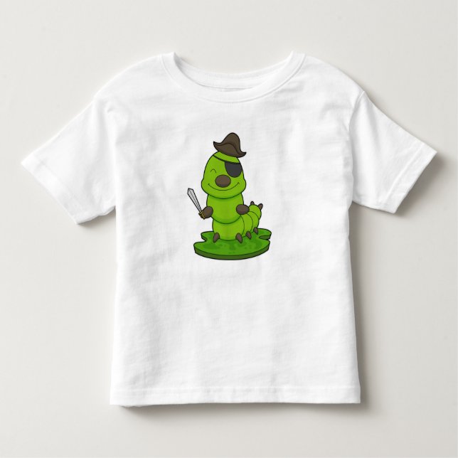 Camiseta Infantil Lagarta como Pirata com Espada (Frente)
