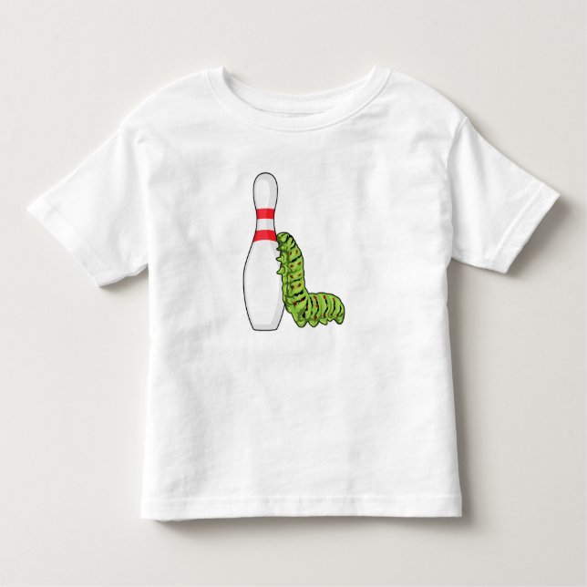 Camiseta Infantil Lagarta em Boliche com cavilha de Boliche (Frente)