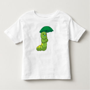 Camiseta Infantil Lagarta em chuva com guarda-chuva
