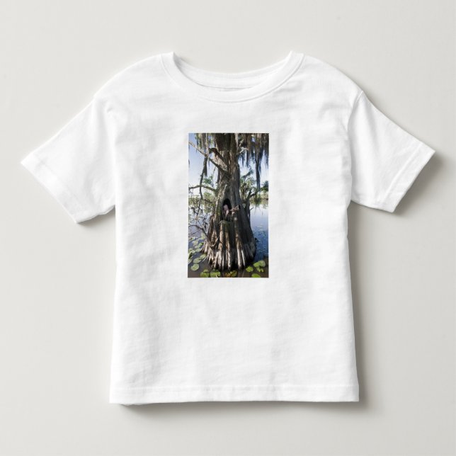 Camiseta Infantil Lago Caddo, esconderijo de caça (Frente)