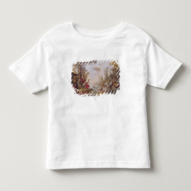 Camiseta Infantil Lago com gansos, cegonhas, papagaios e (Frente)