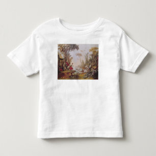 Camiseta Infantil Lago com gansos, cegonhas, papagaios e