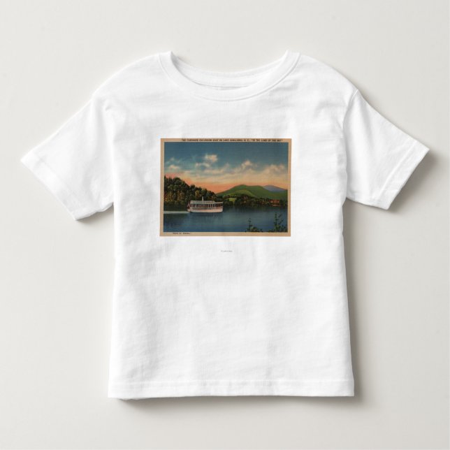 Camiseta Infantil Lago Junaluska, NC - vista do barco Cherokee (Frente)