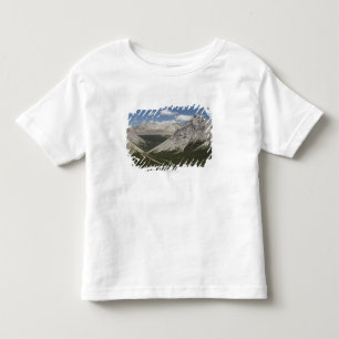 Camiseta Infantil Lago mountain em um vale com céu azul
