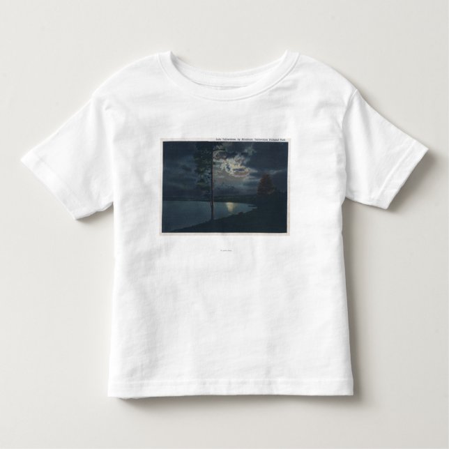 Camiseta Infantil Lago Yellowstone, WYView do lago pelo luar (Frente)