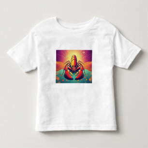 Camiseta Infantil Lagosta Psicodélica Arte Oceânica