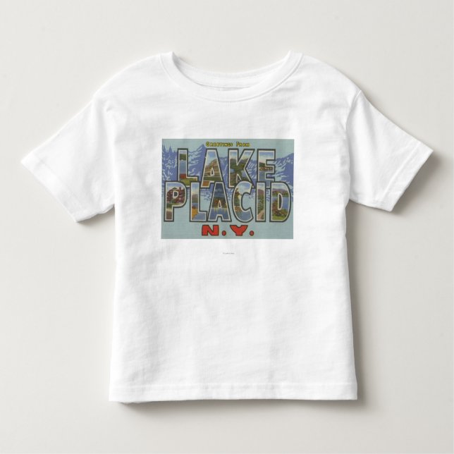 Camiseta Infantil Lake Placid, New York - grandes cenas da letra (Frente)