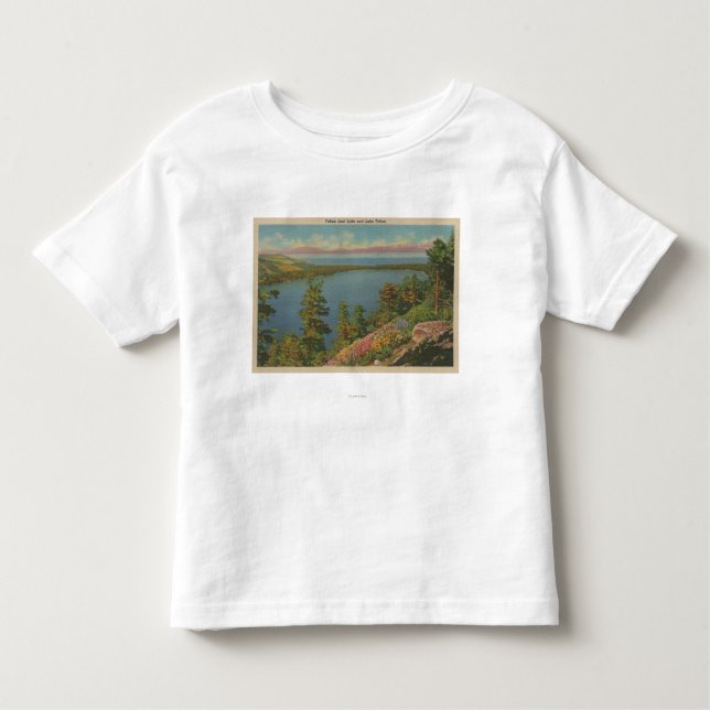Camiseta Infantil Lake Tahoe, CA - lago caído leaf e Lake Tahoe (Frente)