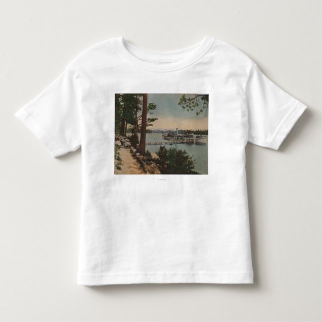 Camiseta Infantil Lake Tahoe, CA - opinião esmeralda da baía com (Frente)