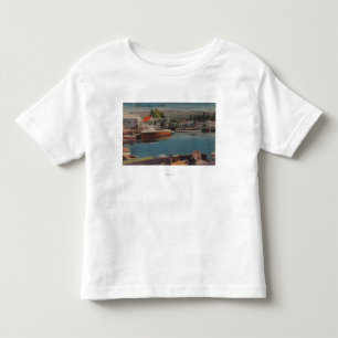 Camiseta Infantil Lake Tahoe, CA - porto do barco na joia de madeira