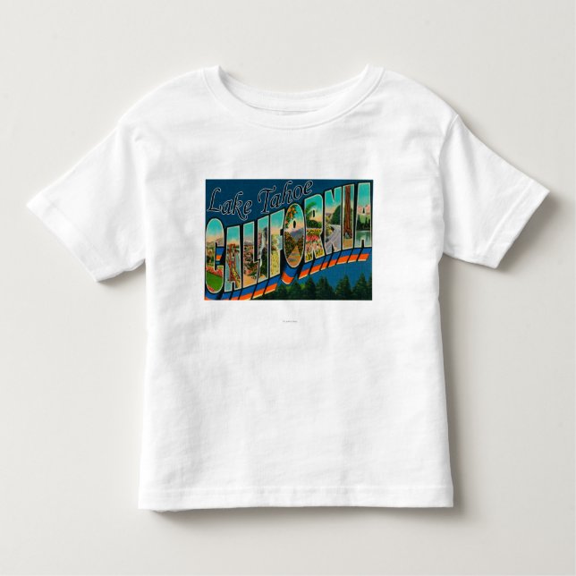 Camiseta Infantil Lake Tahoe, Califórnia - grandes cenas 2 da letra (Frente)