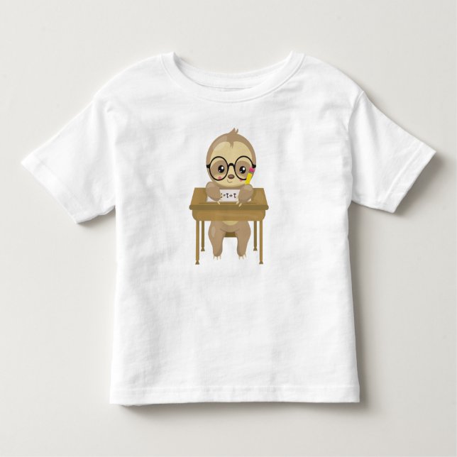Camiseta Infantil Lama escolar, Lama branca, Lama de bebê, Mesa Esco (Frente)