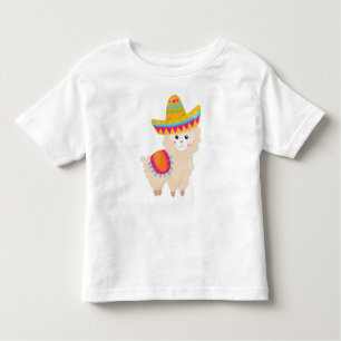 Camiseta Infantil Lama mexicano, Cute Llama, Cute Alpaca, Sombrero