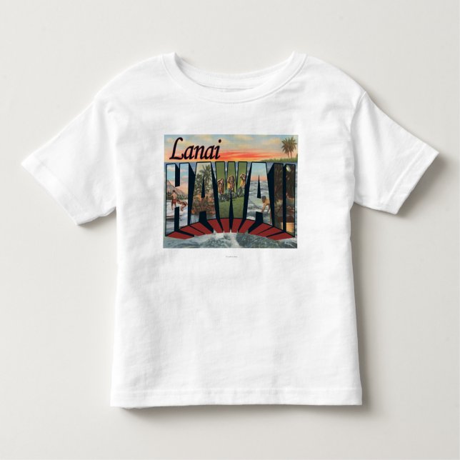 Camiseta Infantil Lanai, letra ScenesLanai de HawaiiLarge, HI (Frente)