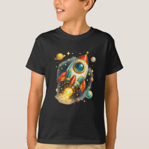 Camiseta Infantil Lançamento de Foguete Espacial R