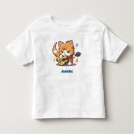 Camiseta Infantil Laranja-Cachorro Tocando Violão