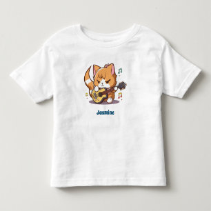 Camiseta Infantil Laranja-Cachorro Tocando Violão