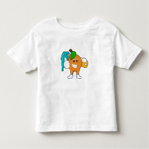 Camiseta Infantil Laranja como Pincel com Pincel de Tinta