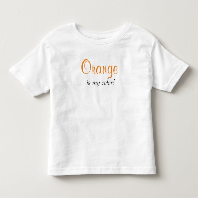 Camiseta Infantil Laranja É Minha Cor Dizendo (Frente)