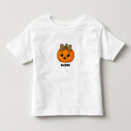 Camiseta Infantil Laranja Fofo Pequena Abóbora Halloween Personaliza