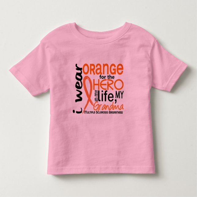 Camiseta Infantil Laranja para a esclerose múltipla do MS da avó do (Frente)