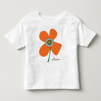 Camiseta Infantil Laranja Pop Whimsical & Cute Summer Flower