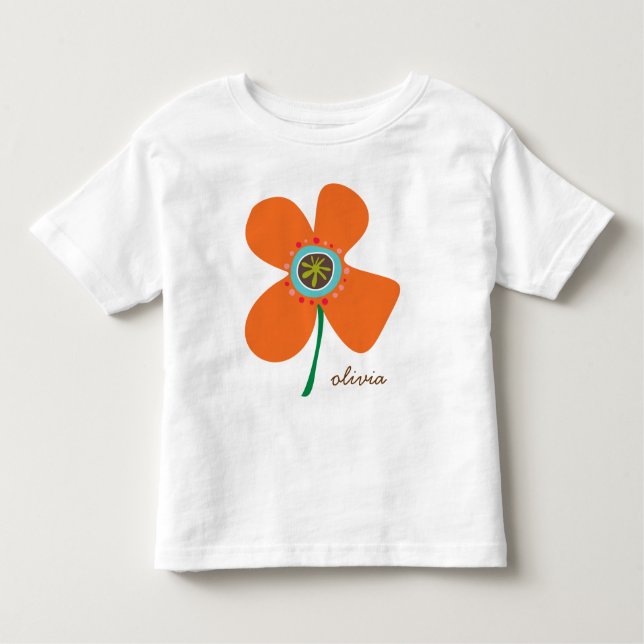 Camiseta Infantil Laranja Pop Whimsical & Cute Summer Flower (Frente)
