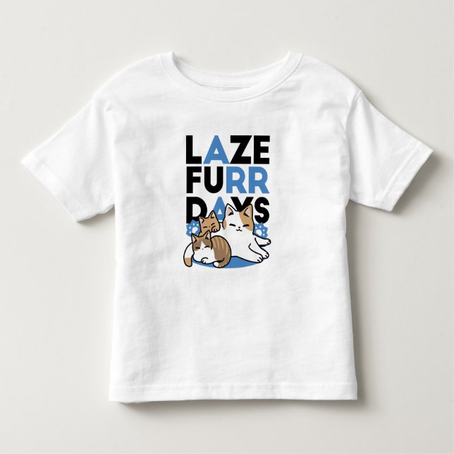 Camiseta Infantil Lazer - Design de Gatos Preguiçosos (Frente)