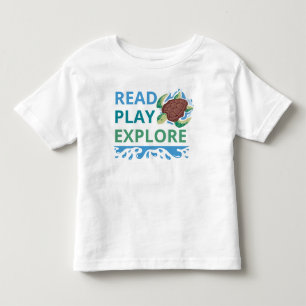 Camiseta infantil Lê, Brinca, Explora Tema Ocean