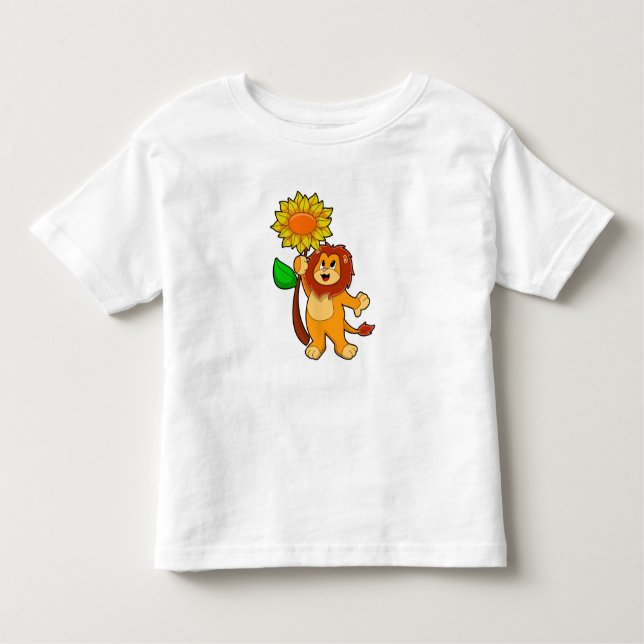 Camiseta Infantil Leão com girassol florescente (Frente)