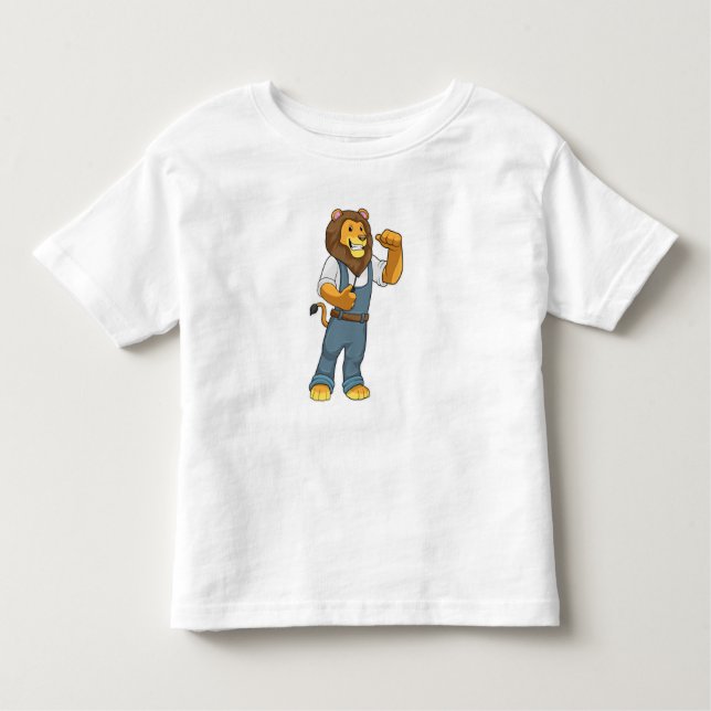 Camiseta Infantil Leão como chave de fenda Handyman (Frente)