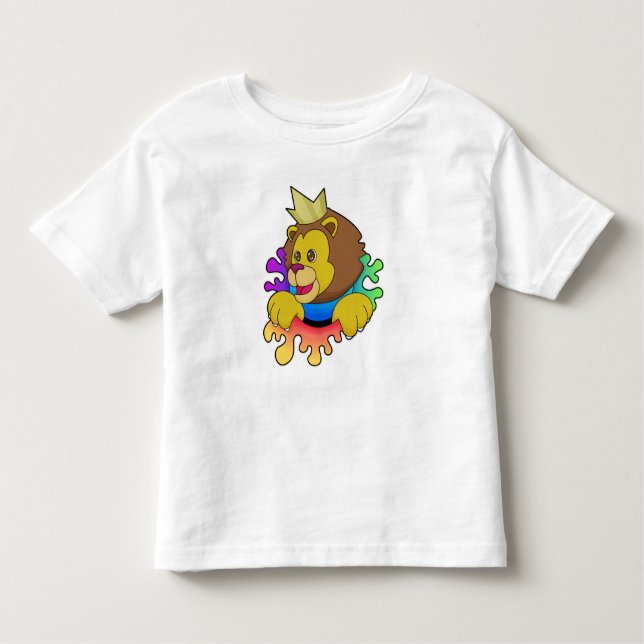 Camiseta Infantil Leão como rei com coroa (Frente)