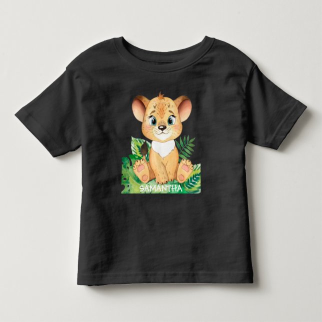 Camiseta Infantil Leão da Vida Selvagem Doce  (Frente)