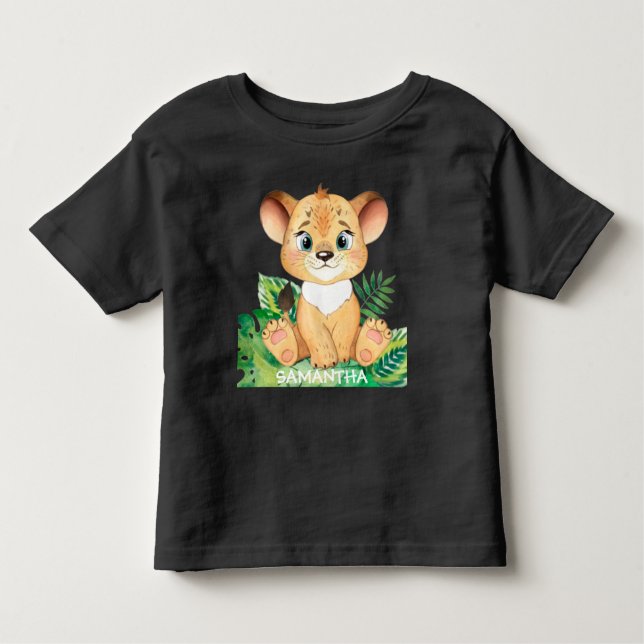 Camiseta Infantil Leão de Vida Selvagem Doce (Frente)