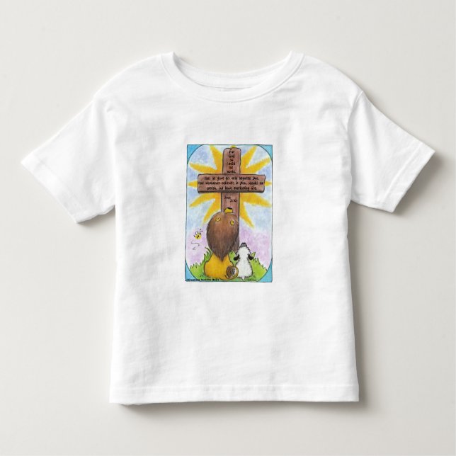 Camiseta Infantil Leão e Lamb na cruz (Frente)